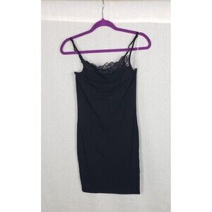 Fashion Nova Dress S Black Lace Trim Cami Slip Bodycon Sexy Gothic Witchy
